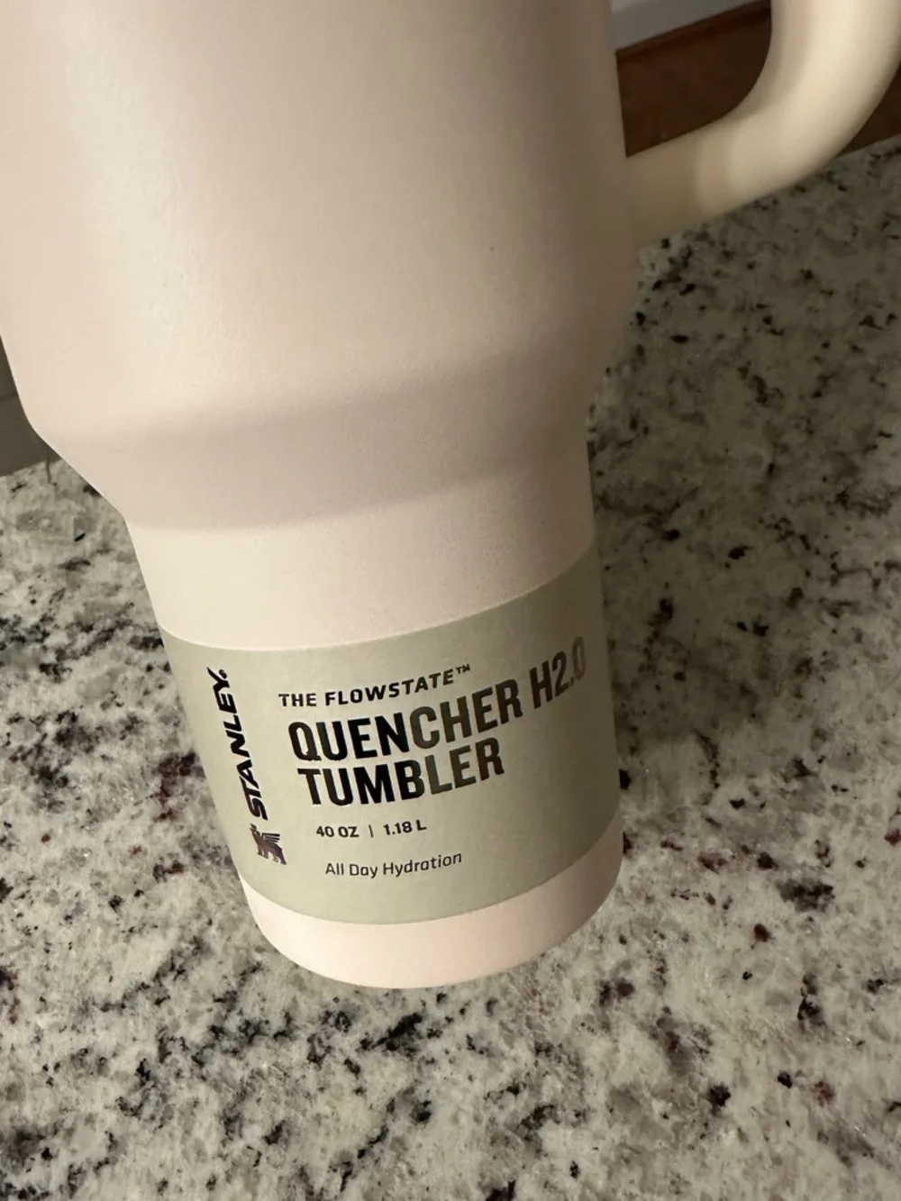 Cream with Blue Logo - Stanley 40 oz Quencher H2.0 Tumbler with Handle - Picture 8 of 11